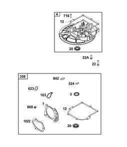 Crankcase Cover/Sump Group Diagram and Parts List for 103M02-0050-H5 100000 - 19Z999 Briggs and Stratton Engine